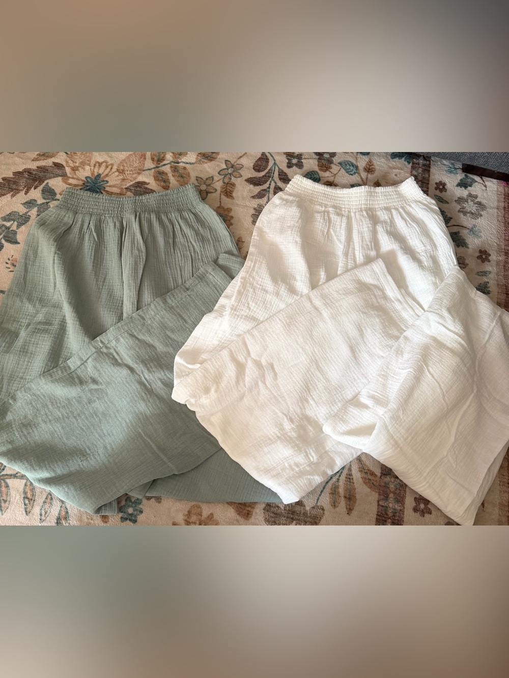 Lilly Pulitzer Wide Leg Pants in Sage Green & White(2 pair)